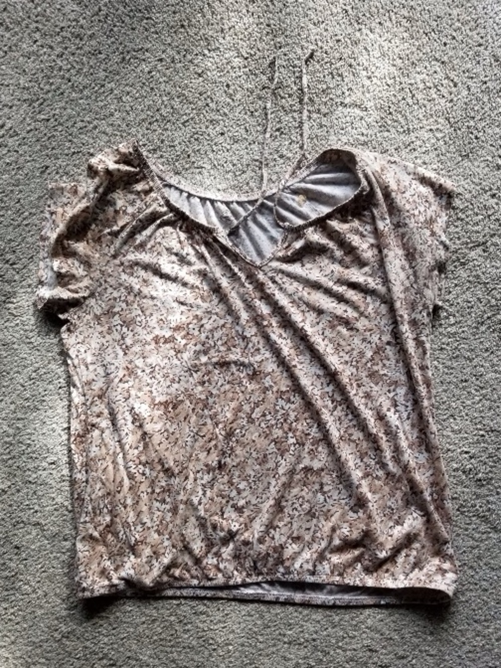 Light Brown Floral Short Sleeve Women's Top
